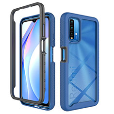 Coque Rebord Contour Silicone et Vitre Transparente Housse Etui 360 Degres ZJ4 pour Xiaomi Redmi 9 Power Bleu