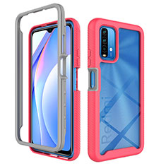 Coque Rebord Contour Silicone et Vitre Transparente Housse Etui 360 Degres ZJ4 pour Xiaomi Redmi 9 Power Rose Rouge