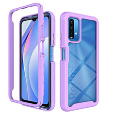 Coque Rebord Contour Silicone et Vitre Transparente Housse Etui 360 Degres ZJ4 pour Xiaomi Redmi 9 Power Violet Clair