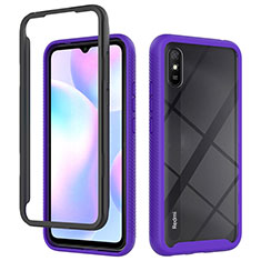 Coque Rebord Contour Silicone et Vitre Transparente Housse Etui 360 Degres ZJ4 pour Xiaomi Redmi 9A Violet