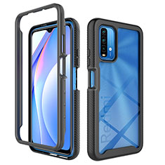 Coque Rebord Contour Silicone et Vitre Transparente Housse Etui 360 Degres ZJ4 pour Xiaomi Redmi 9T 4G Noir