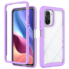 Coque Rebord Contour Silicone et Vitre Transparente Housse Etui 360 Degres ZJ4 pour Xiaomi Redmi K40 Pro 5G Violet Clair