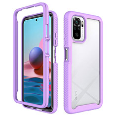 Coque Rebord Contour Silicone et Vitre Transparente Housse Etui 360 Degres ZJ4 pour Xiaomi Redmi Note 10 4G Violet Clair