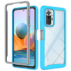 Coque Rebord Contour Silicone et Vitre Transparente Housse Etui 360 Degres ZJ4 pour Xiaomi Redmi Note 10 Pro Max Bleu Ciel