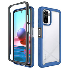 Coque Rebord Contour Silicone et Vitre Transparente Housse Etui 360 Degres ZJ4 pour Xiaomi Redmi Note 10S 4G Bleu