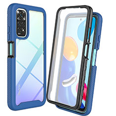 Coque Rebord Contour Silicone et Vitre Transparente Housse Etui 360 Degres ZJ4 pour Xiaomi Redmi Note 11 4G (2022) Bleu