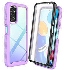 Coque Rebord Contour Silicone et Vitre Transparente Housse Etui 360 Degres ZJ4 pour Xiaomi Redmi Note 11 4G (2022) Violet Clair