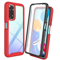 Coque Rebord Contour Silicone et Vitre Transparente Housse Etui 360 Degres ZJ4 pour Xiaomi Redmi Note 11 Pro 4G Rouge