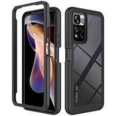 Coque Rebord Contour Silicone et Vitre Transparente Housse Etui 360 Degres ZJ4 pour Xiaomi Redmi Note 11 Pro+ Plus 5G Noir