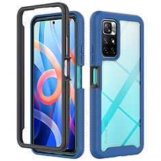 Coque Rebord Contour Silicone et Vitre Transparente Housse Etui 360 Degres ZJ4 pour Xiaomi Redmi Note 11S 5G Bleu