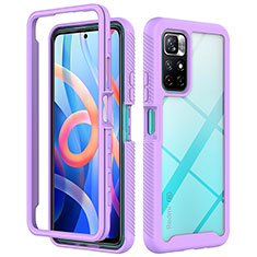 Coque Rebord Contour Silicone et Vitre Transparente Housse Etui 360 Degres ZJ4 pour Xiaomi Redmi Note 11S 5G Violet Clair