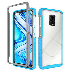 Coque Rebord Contour Silicone et Vitre Transparente Housse Etui 360 Degres ZJ4 pour Xiaomi Redmi Note 9 Pro Bleu Ciel