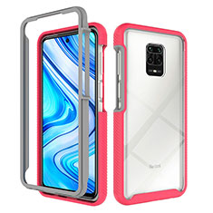 Coque Rebord Contour Silicone et Vitre Transparente Housse Etui 360 Degres ZJ4 pour Xiaomi Redmi Note 9S Rose Rouge