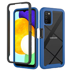 Coque Rebord Contour Silicone et Vitre Transparente Housse Etui 360 Degres ZJ5 pour Samsung Galaxy A03s Bleu