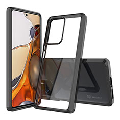 Coque Rebord Contour Silicone et Vitre Transparente Housse Etui 360 Degres ZJ5 pour Xiaomi Mi 11T Pro 5G Noir