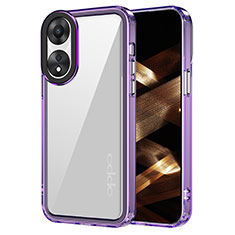 Coque Rebord Contour Silicone et Vitre Transparente Housse Etui AC1 pour Oppo A78 4G Violet Clair