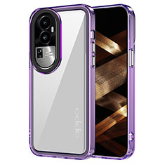 Coque Rebord Contour Silicone et Vitre Transparente Housse Etui AC1 pour Oppo Reno10 Pro+ Plus 5G Violet Clair