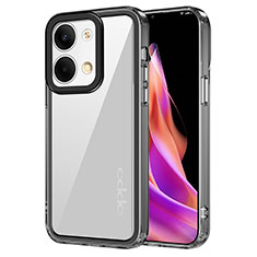 Coque Rebord Contour Silicone et Vitre Transparente Housse Etui AC1 pour Oppo Reno9 5G Noir