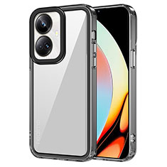 Coque Rebord Contour Silicone et Vitre Transparente Housse Etui AC1 pour Realme 10 Pro+ Plus 5G Noir