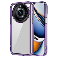 Coque Rebord Contour Silicone et Vitre Transparente Housse Etui AC1 pour Realme 11 Pro 5G Violet Clair