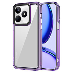 Coque Rebord Contour Silicone et Vitre Transparente Housse Etui AC1 pour Realme C51 Violet Clair