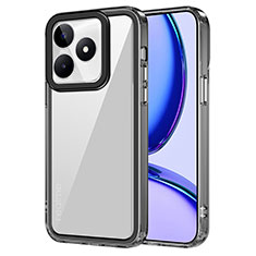 Coque Rebord Contour Silicone et Vitre Transparente Housse Etui AC1 pour Realme C53 India Noir