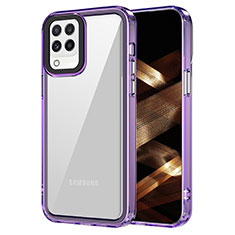 Coque Rebord Contour Silicone et Vitre Transparente Housse Etui AC1 pour Samsung Galaxy A22 4G Violet Clair