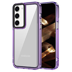 Coque Rebord Contour Silicone et Vitre Transparente Housse Etui AC1 pour Samsung Galaxy S22 Plus 5G Violet Clair