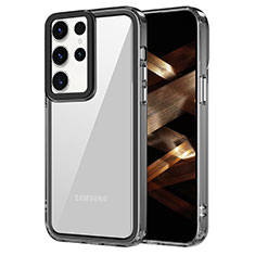 Coque Rebord Contour Silicone et Vitre Transparente Housse Etui AC1 pour Samsung Galaxy S22 Ultra 5G Noir