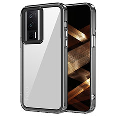 Coque Rebord Contour Silicone et Vitre Transparente Housse Etui AC1 pour Xiaomi Poco F5 Pro 5G Noir