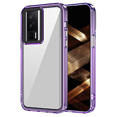 Coque Rebord Contour Silicone et Vitre Transparente Housse Etui AC1 pour Xiaomi Poco F5 Pro 5G Violet Clair