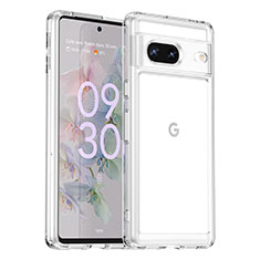 Coque Rebord Contour Silicone et Vitre Transparente Housse Etui J01S pour Google Pixel 7 5G Clair