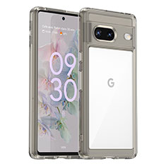 Coque Rebord Contour Silicone et Vitre Transparente Housse Etui J01S pour Google Pixel 7 5G Gris