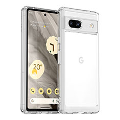 Coque Rebord Contour Silicone et Vitre Transparente Housse Etui J01S pour Google Pixel 7a 5G Clair