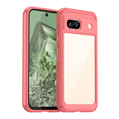 Coque Rebord Contour Silicone et Vitre Transparente Housse Etui J01S pour Google Pixel 8a 5G Rouge