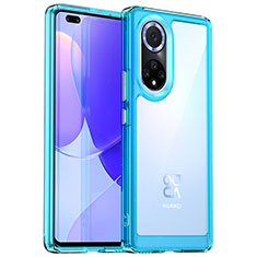 Coque Rebord Contour Silicone et Vitre Transparente Housse Etui J01S pour Huawei Honor 50 Pro 5G Bleu