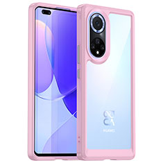 Coque Rebord Contour Silicone et Vitre Transparente Housse Etui J01S pour Huawei Honor 50 Pro 5G Rose