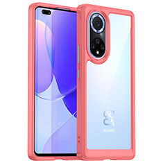 Coque Rebord Contour Silicone et Vitre Transparente Housse Etui J01S pour Huawei Honor 50 Pro 5G Rouge