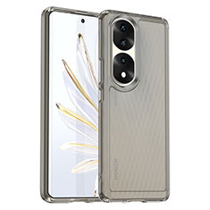 Coque Rebord Contour Silicone et Vitre Transparente Housse Etui J01S pour Huawei Honor 70 Pro 5G Gris