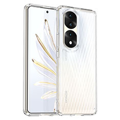 Coque Rebord Contour Silicone et Vitre Transparente Housse Etui J01S pour Huawei Honor 70 Pro+ Plus 5G Clair