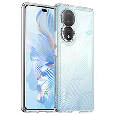 Coque Rebord Contour Silicone et Vitre Transparente Housse Etui J01S pour Huawei Honor 80 5G Clair