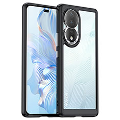 Coque Rebord Contour Silicone et Vitre Transparente Housse Etui J01S pour Huawei Honor 80 5G Noir