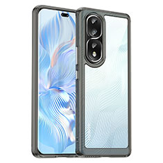 Coque Rebord Contour Silicone et Vitre Transparente Housse Etui J01S pour Huawei Honor 80 Pro 5G Gris