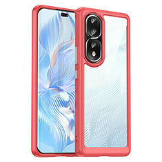 Coque Rebord Contour Silicone et Vitre Transparente Housse Etui J01S pour Huawei Honor 80 Pro 5G Rouge