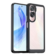 Coque Rebord Contour Silicone et Vitre Transparente Housse Etui J01S pour Huawei Honor 90 Lite 5G Noir