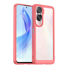 Coque Rebord Contour Silicone et Vitre Transparente Housse Etui J01S pour Huawei Honor 90 Lite 5G Rouge