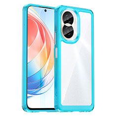 Coque Rebord Contour Silicone et Vitre Transparente Housse Etui J01S pour Huawei Honor X40i 5G Bleu