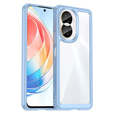 Coque Rebord Contour Silicone et Vitre Transparente Housse Etui J01S pour Huawei Honor X40i 5G Bleu Ciel