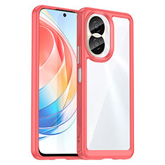 Coque Rebord Contour Silicone et Vitre Transparente Housse Etui J01S pour Huawei Honor X40i 5G Rouge