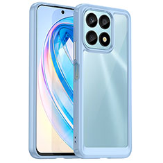 Coque Rebord Contour Silicone et Vitre Transparente Housse Etui J01S pour Huawei Honor X8a 4G Bleu Ciel